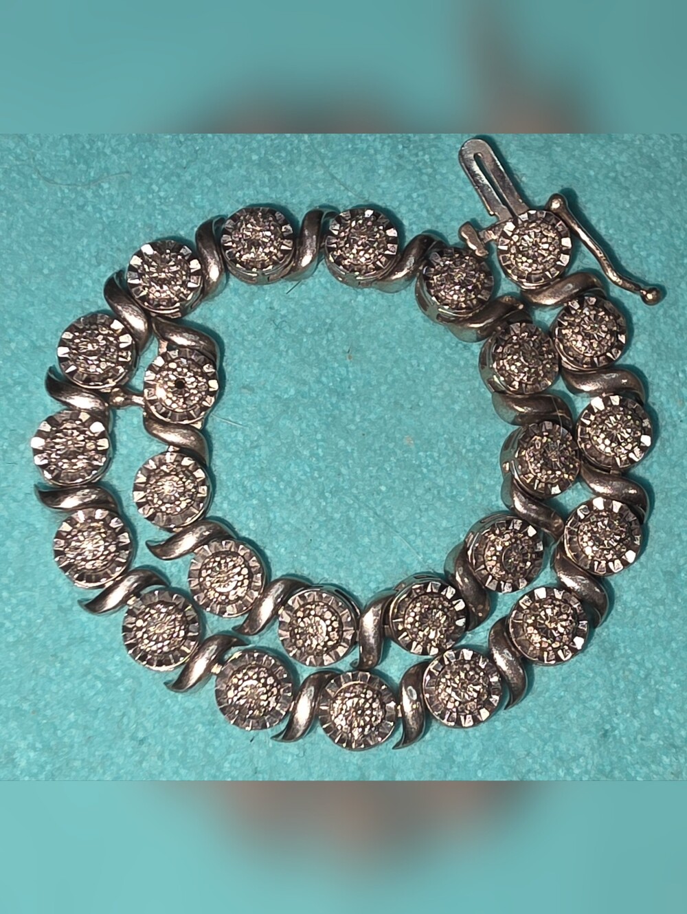 GENUINE DIAMOND 119 POINT  STERLING SILVER 925 TENNIS BRACELET 7.5 INCHES